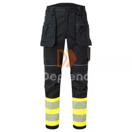 Portwest - PW3 FR Hi Vis Class 1 lengőzsebes lángálló nadrág